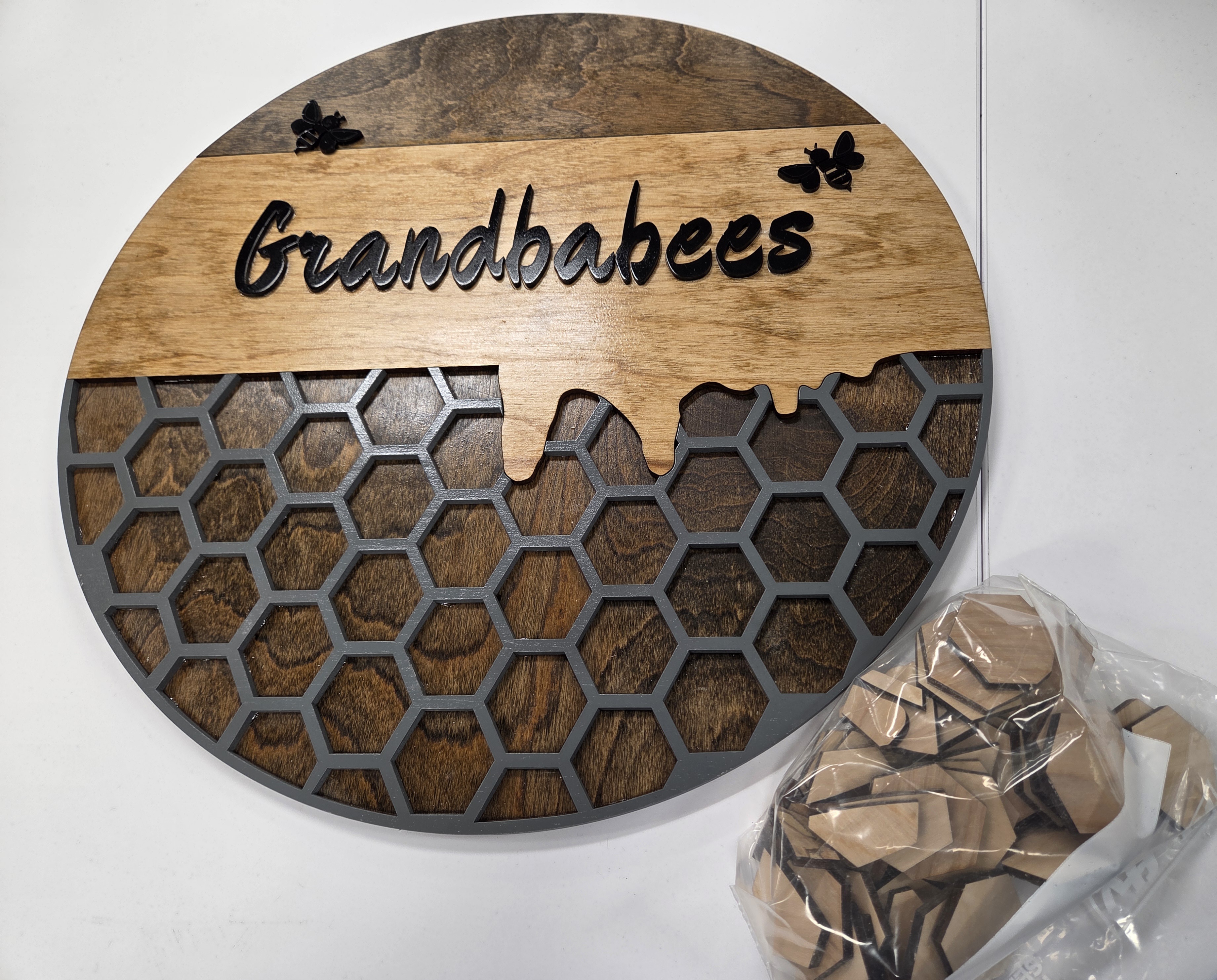 Personalized Grandbabee Honeycomb Name Sign
