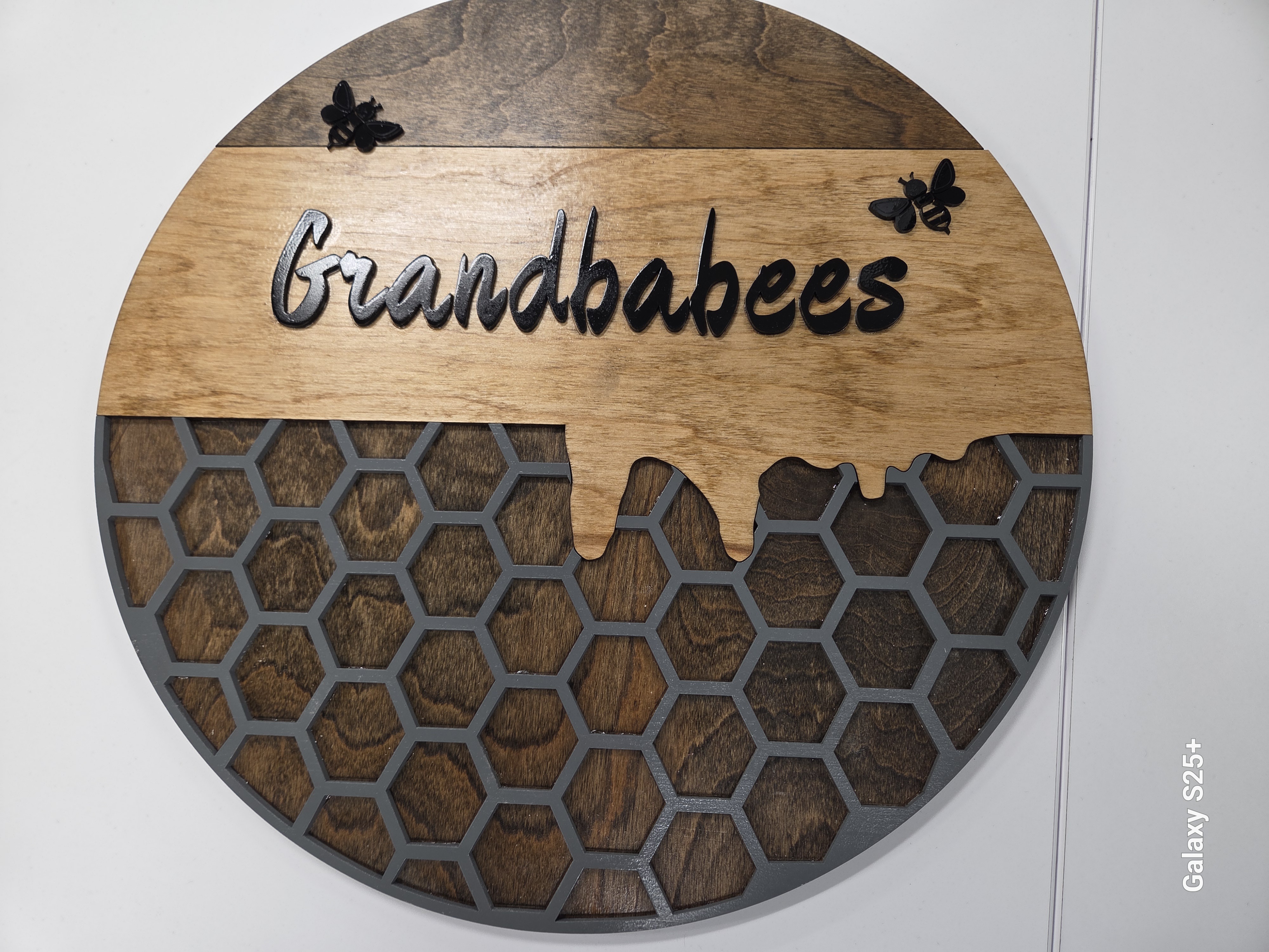 Personalized Grandbabee Honeycomb Name Sign view 2