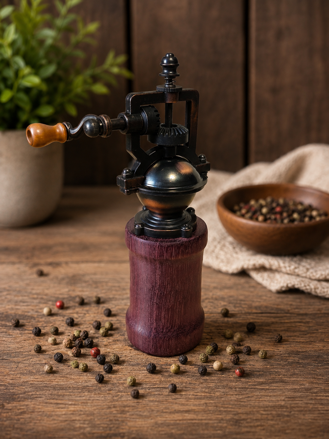 One-of-a-Kind Hand-Turned Crank Pepper Mill view 3