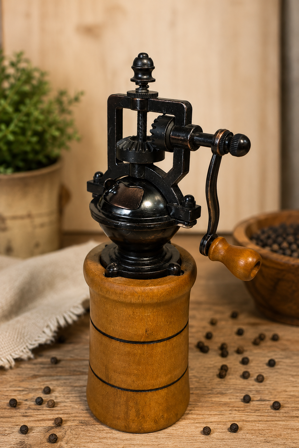 One-of-a-Kind Hand-Turned Crank Pepper Mill view 6