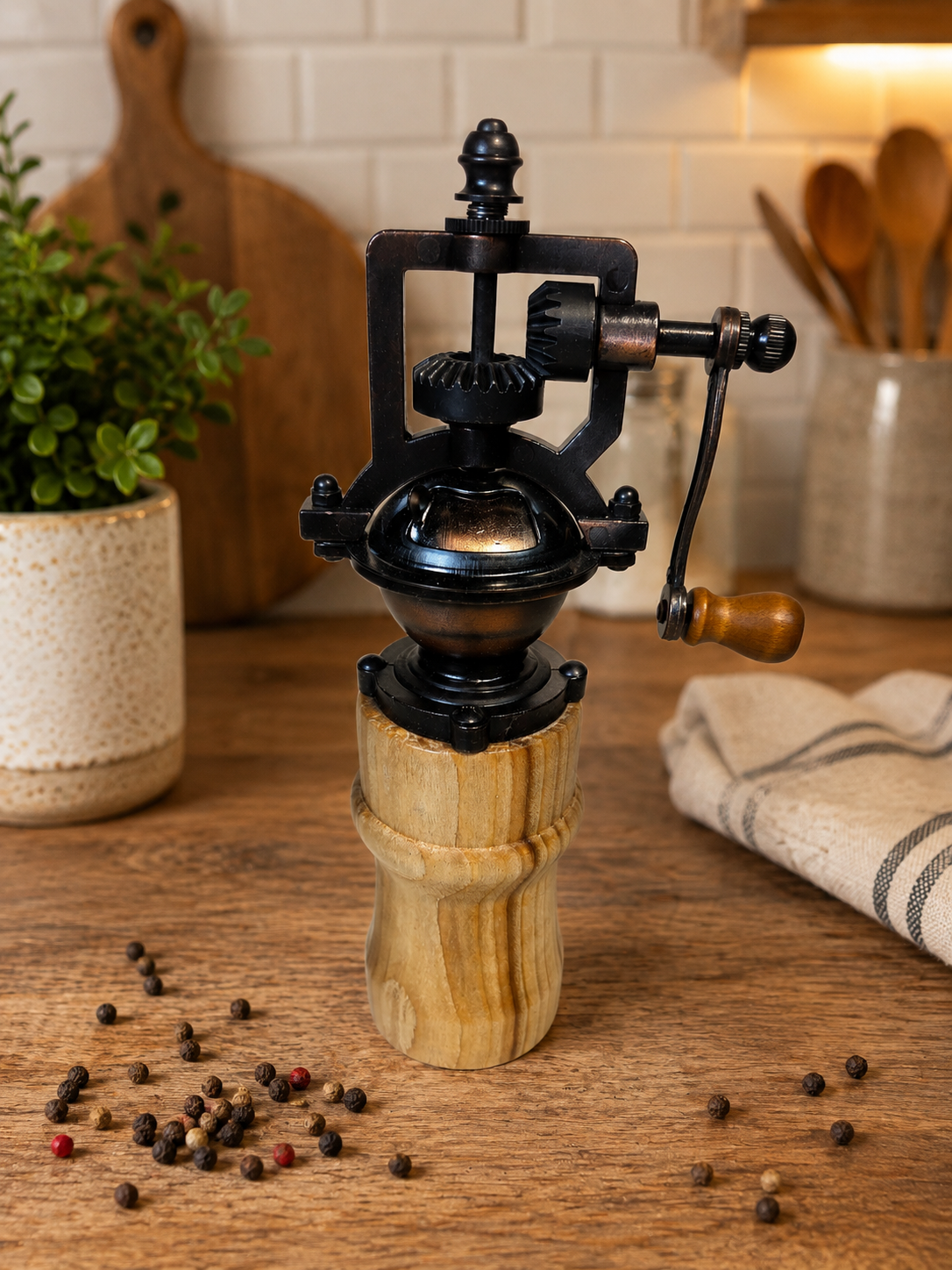 One-of-a-Kind Hand-Turned Crank Pepper Mill view 9