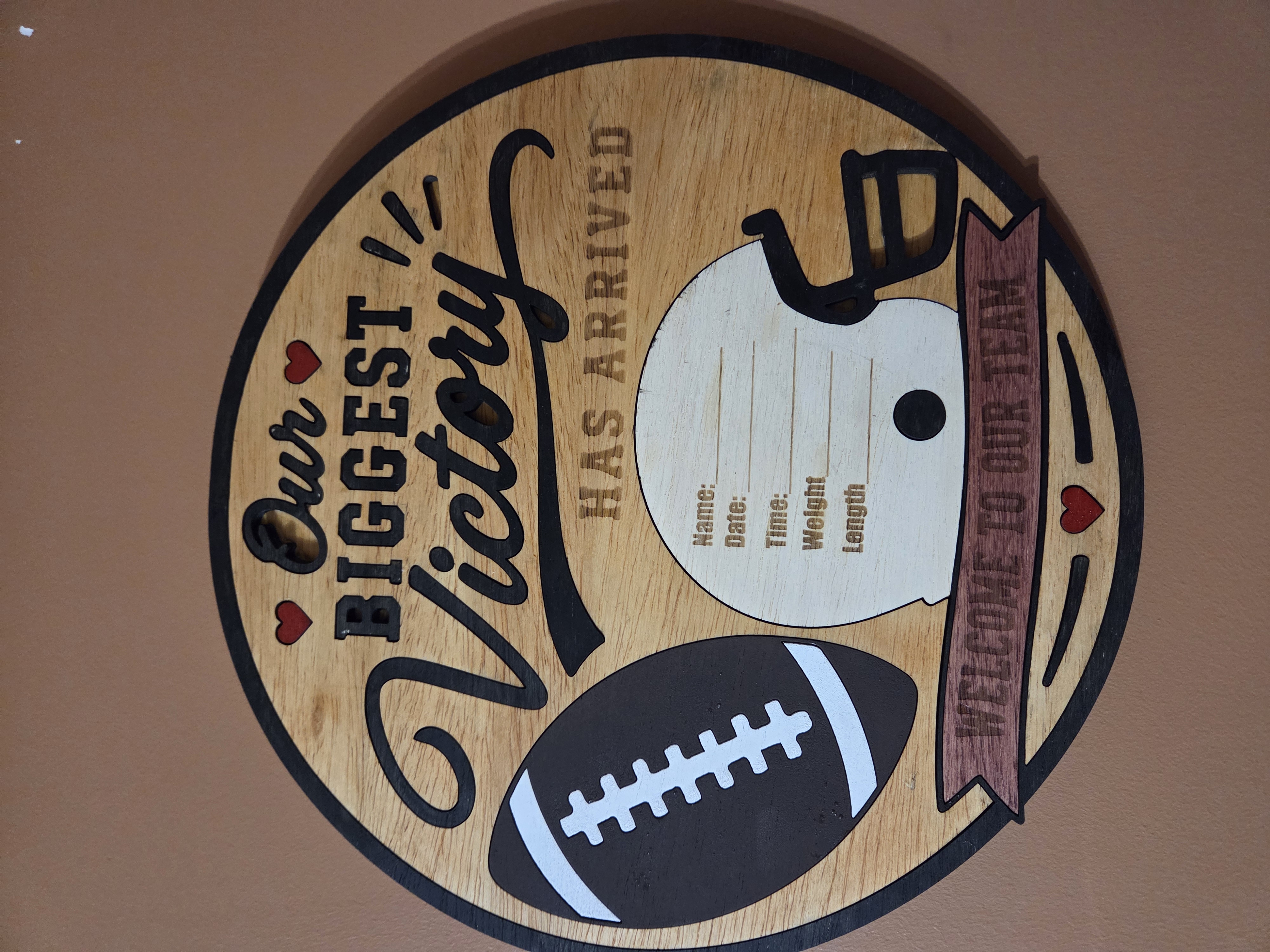 Personalized Layered Wood Baby Announcement Sign design 4